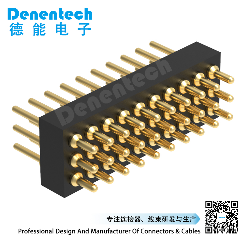 Denentech low price of 1.27MM pogo pin H2.0MM triple row male straight double head pogo pin